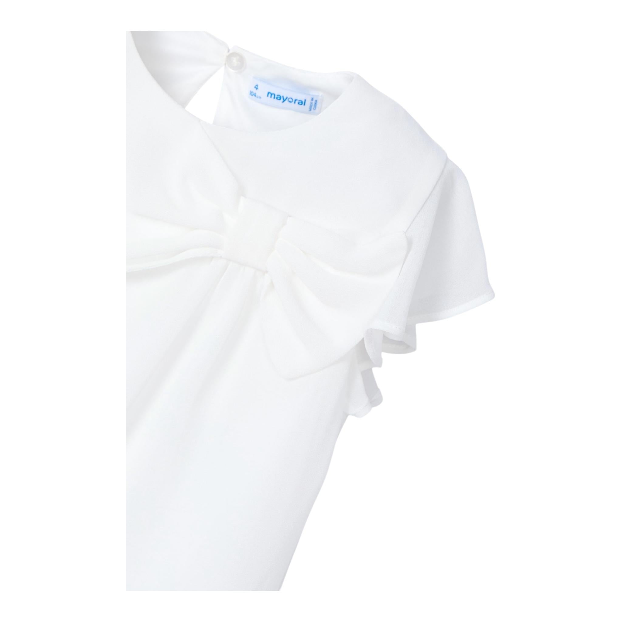 Mayoral Camicia Mezza Manica Tinta Unita per Bambina 3182 BIANCO MAYORAL 