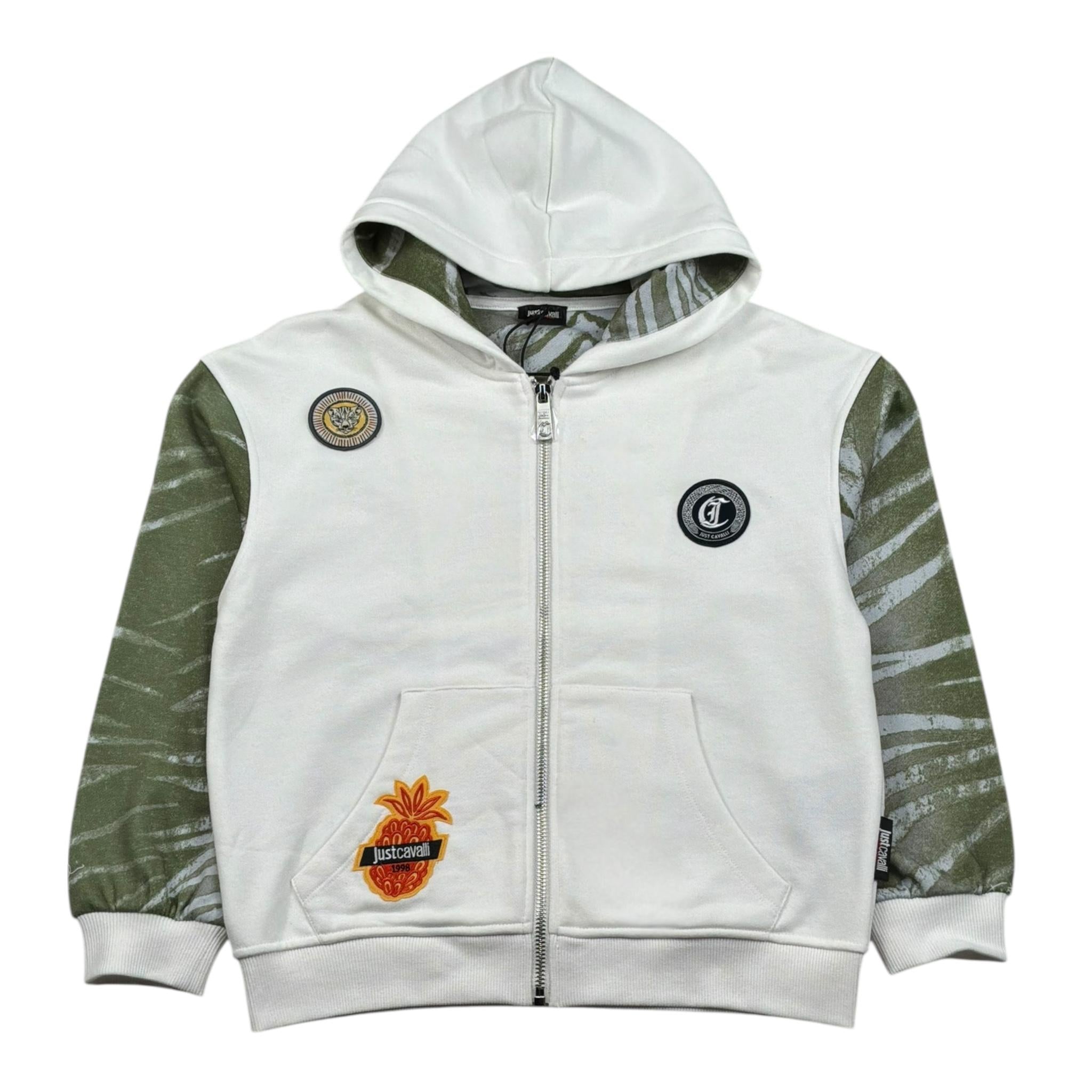 Just Cavalli Felpa con Zip E Cappuccio Tinta Unita per Bambino JBP26124FE BIANCO JUST CAVALLI 