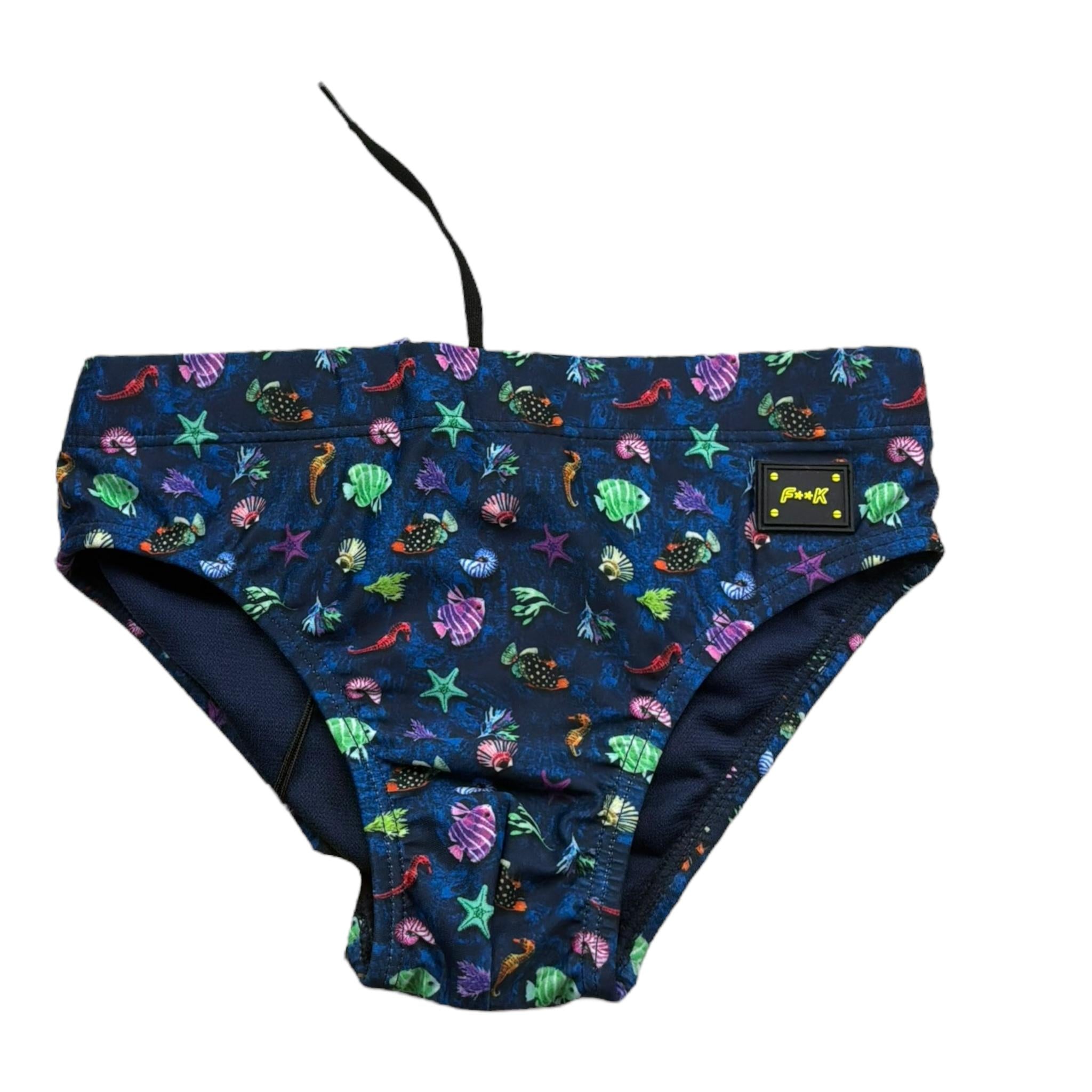 F**K Costume Modello Slip Tinta Unita con Stampa per Bambino FJ244030X13 BLU F**K 