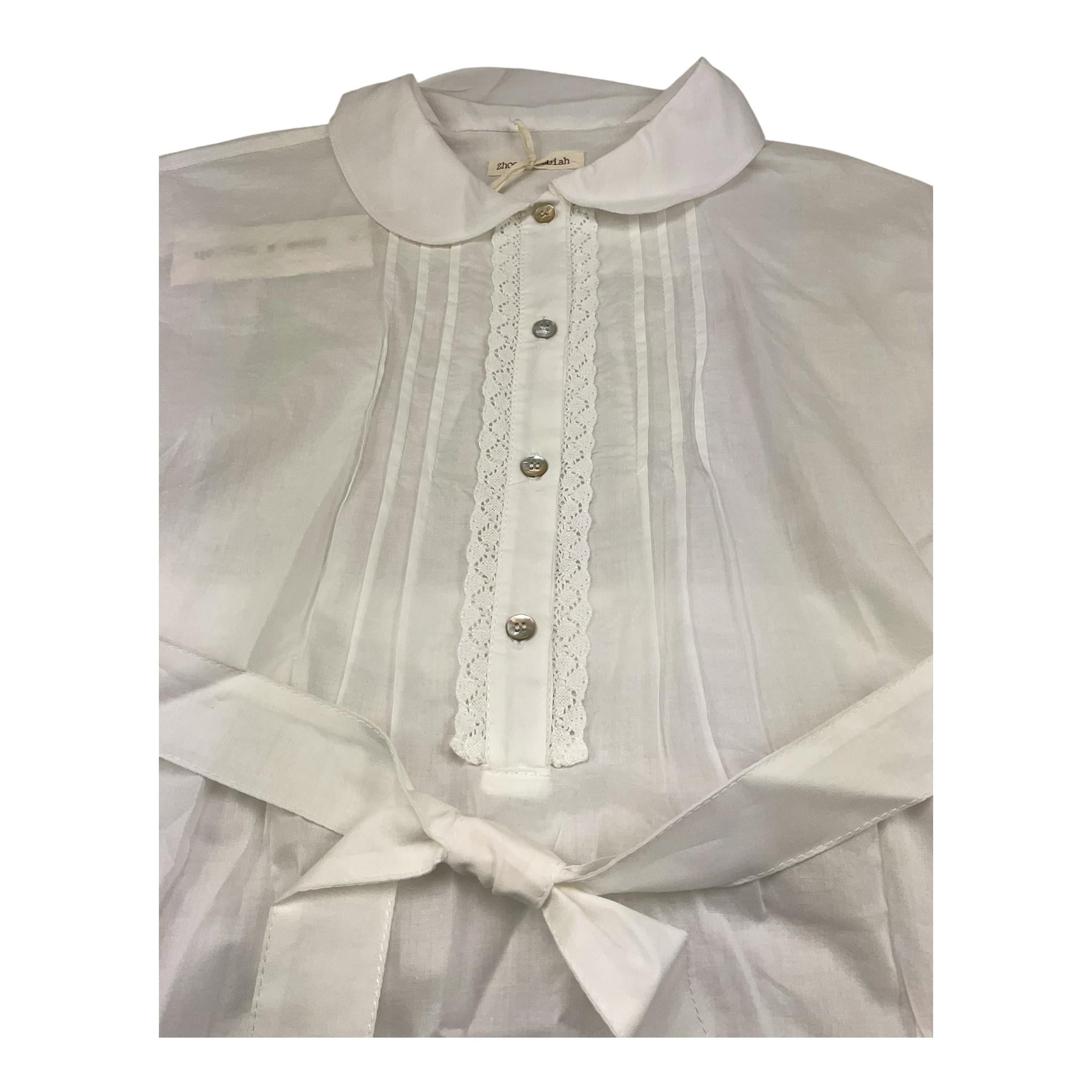 Zhoe & Tobiah Abito Mezza Manica Tiinta Unita con Cinturino per Bambina RT7F BIANCO ZHOE & TOBIAH 