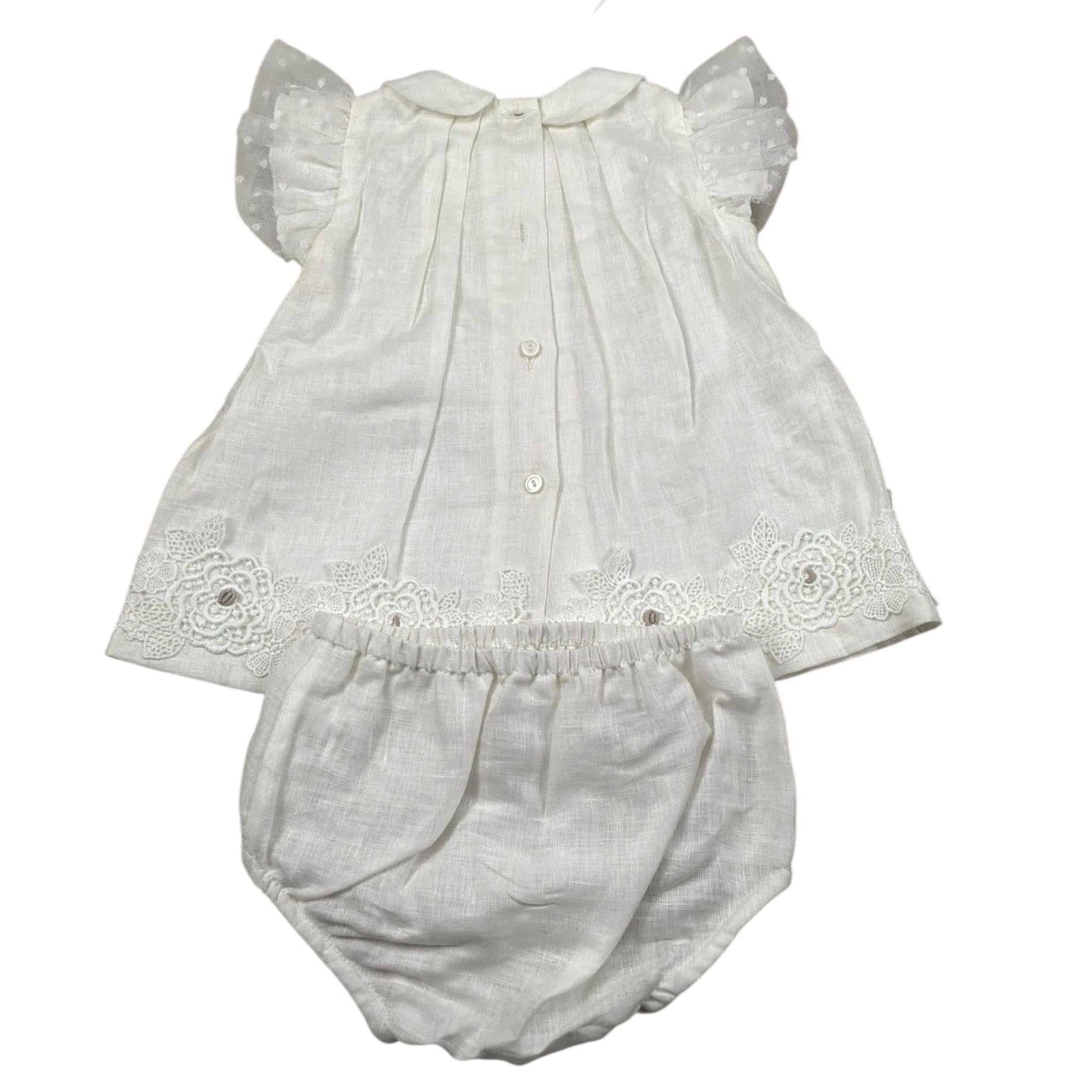 Marlu' Abito Mezza Manica Titna Unita con Culotte per Neonata EP1217MU BIANCO MARLU' 