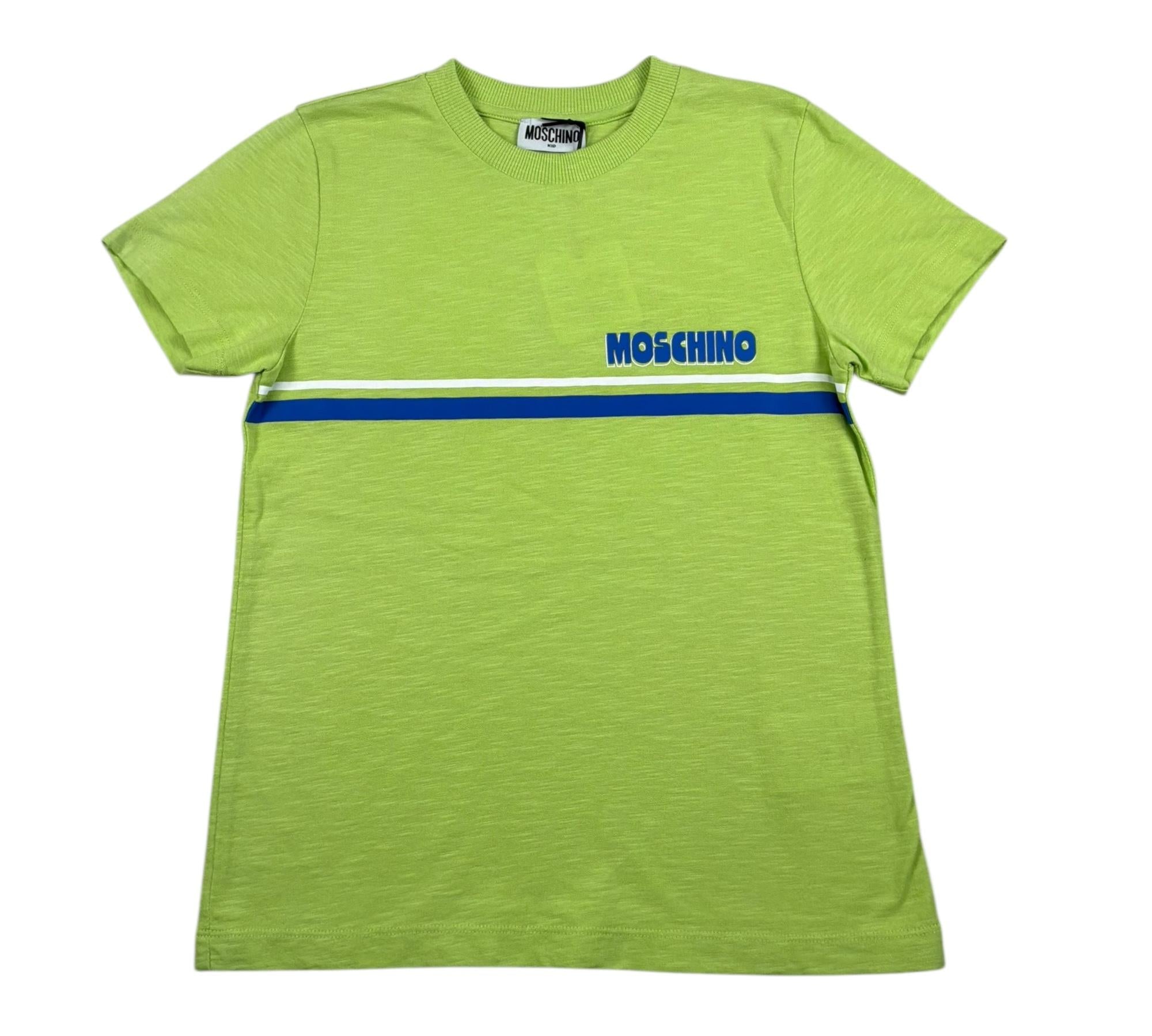 Moschino T-Shirt Girocollo Tinta Unita con Logo per Bambino HVM058 VERDE MOSCHINO 