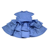 Miss Blumarine Abito Mezza Manica Tnta Unita per Bambina BGAB008 AZZURRO MISS BLUMARINE 