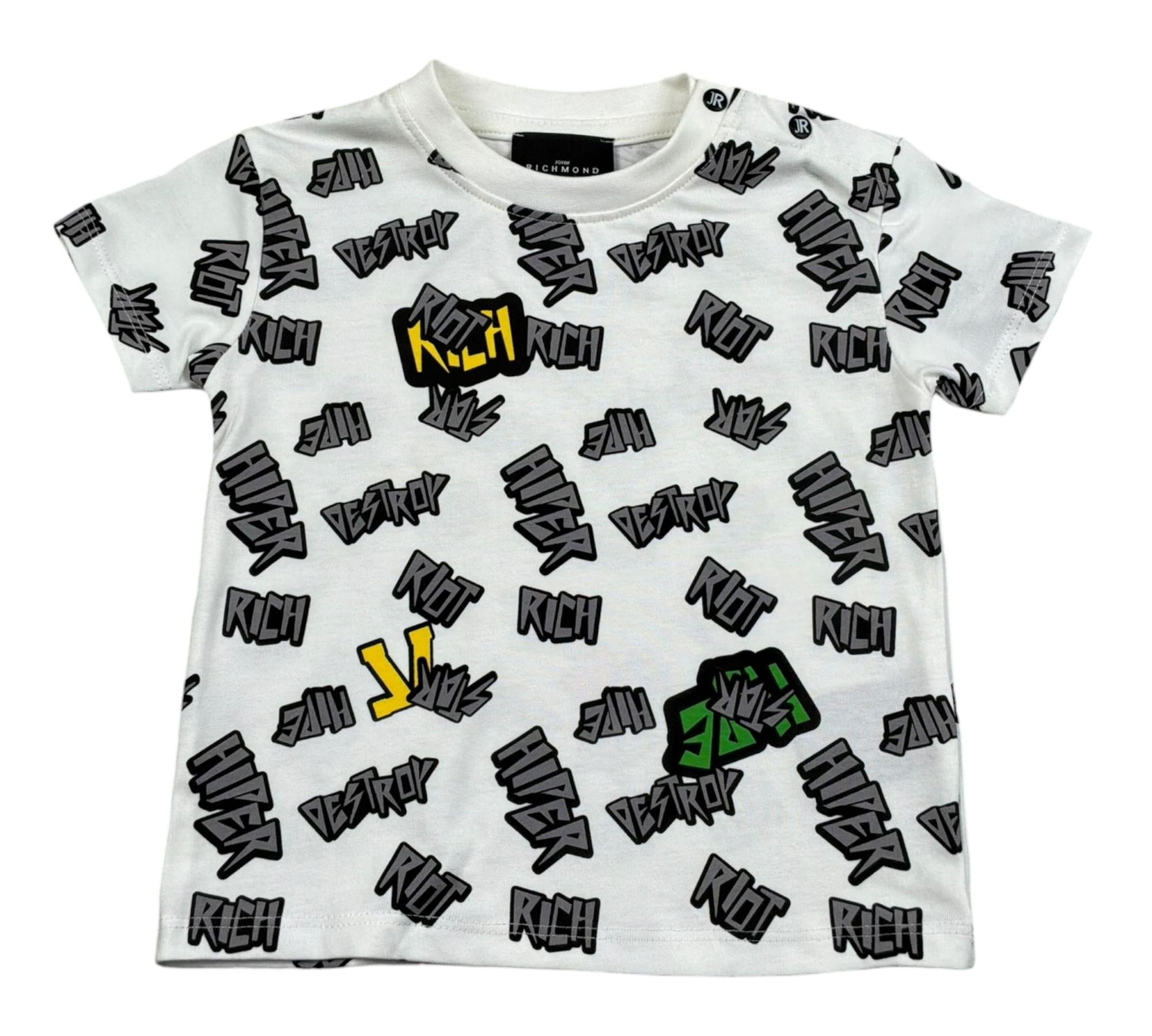 John Richmond T-Shirt Girocollo Tinta Unita con Stampe per Neonato RIP26114TS BIANCO JOHN RICHMOND 