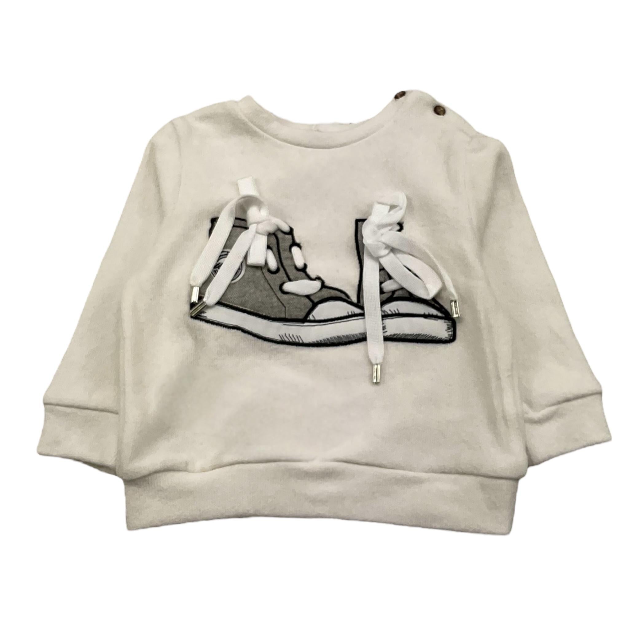 M+E' maglia girocollo tinta unita con stampa scarpe Bianco per Bambina UEM0460J BIANCO M+E' 