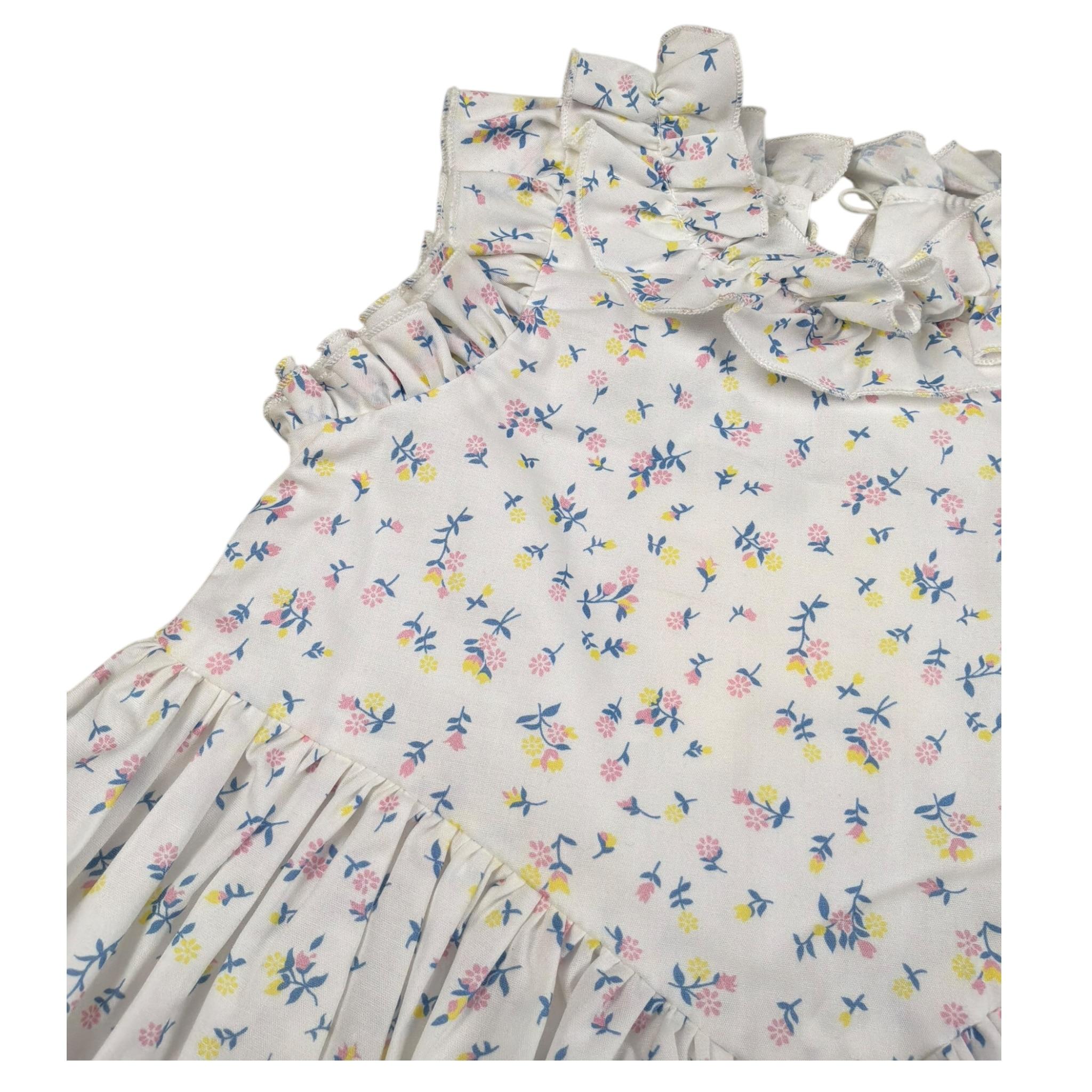 A' La Page Abito Manica Lunga Tinta Unita Fantasia Floreale per Bambina AL26 BIANCO A' LA PAGE 