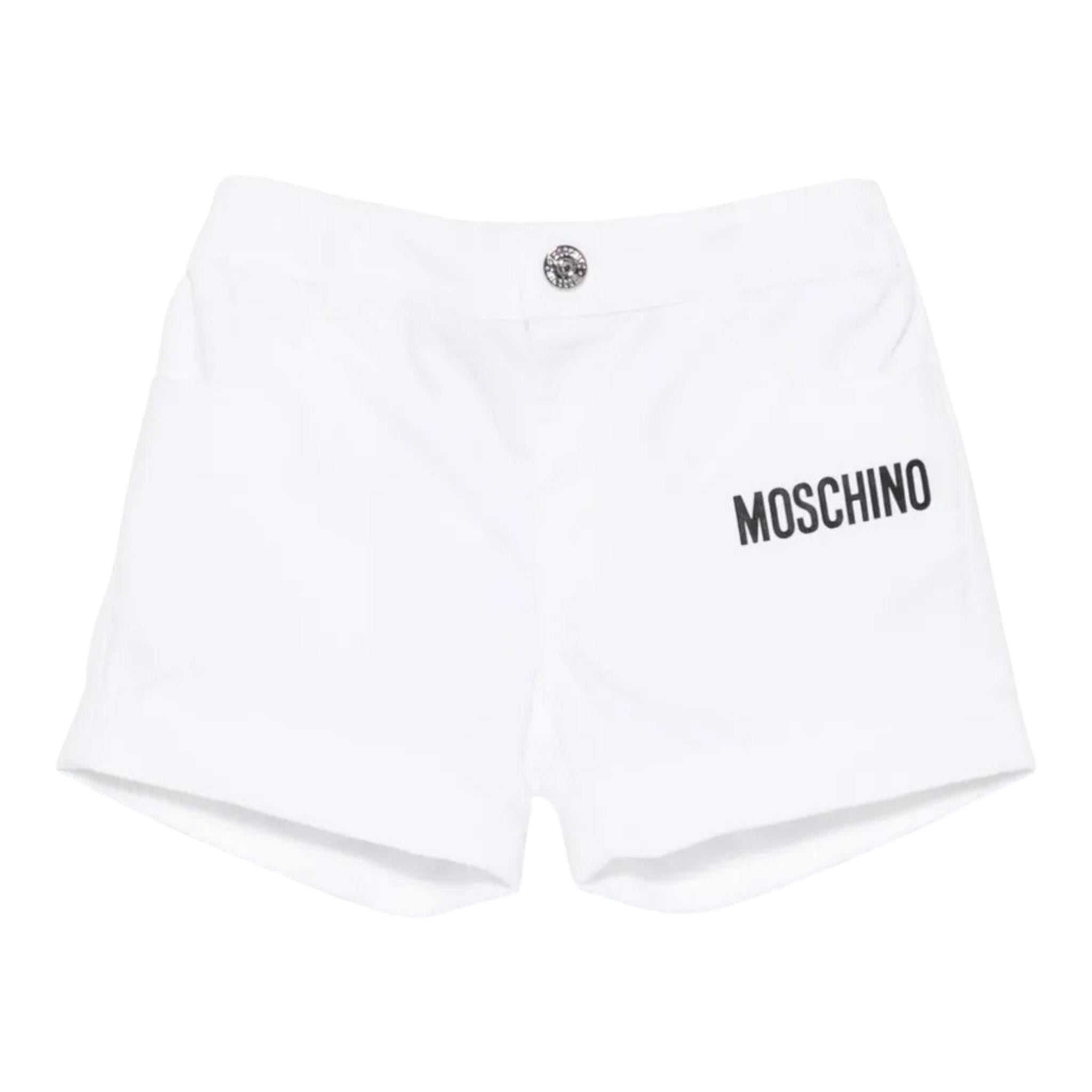 Moschino Bermuda Tinta Unita con Elastico In Vita per Neonato MUQ01J BIANCO MOSCHINO 