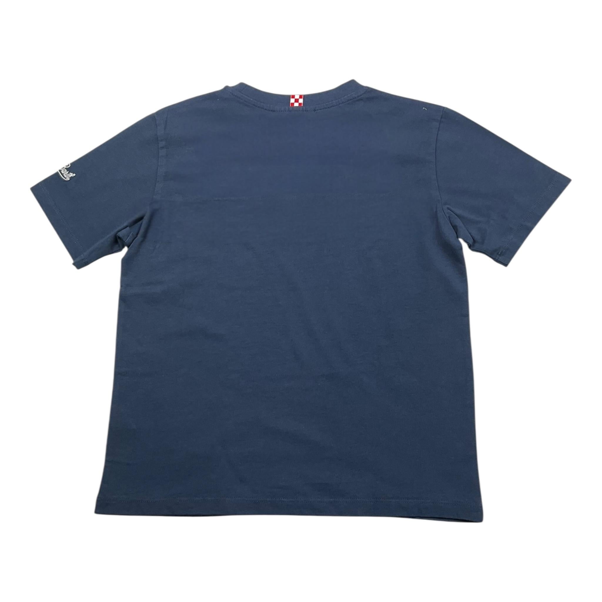 Saint Barth T-Shirt Girocollo Tinta Unita con Stampa per Bambino POT0002 BLU SAINT BARTH 