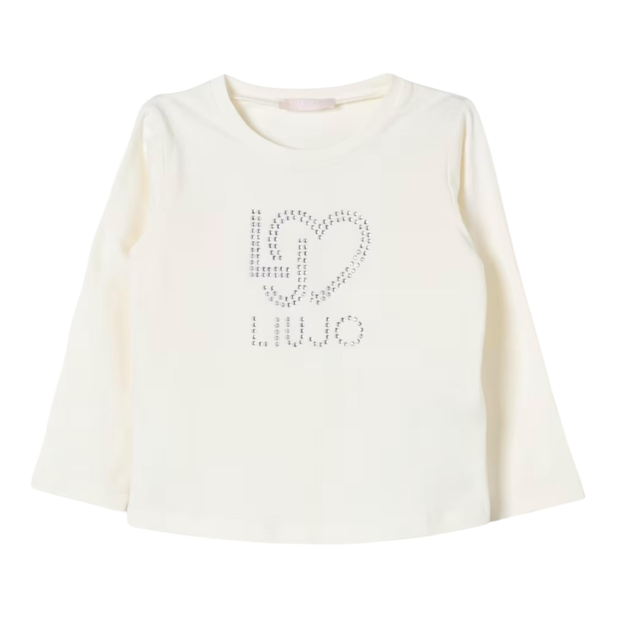 Liu Jo Shirt Tinta Unita Girocollo con Brillantini per Neonata KF4029X PANNA LIU JO 