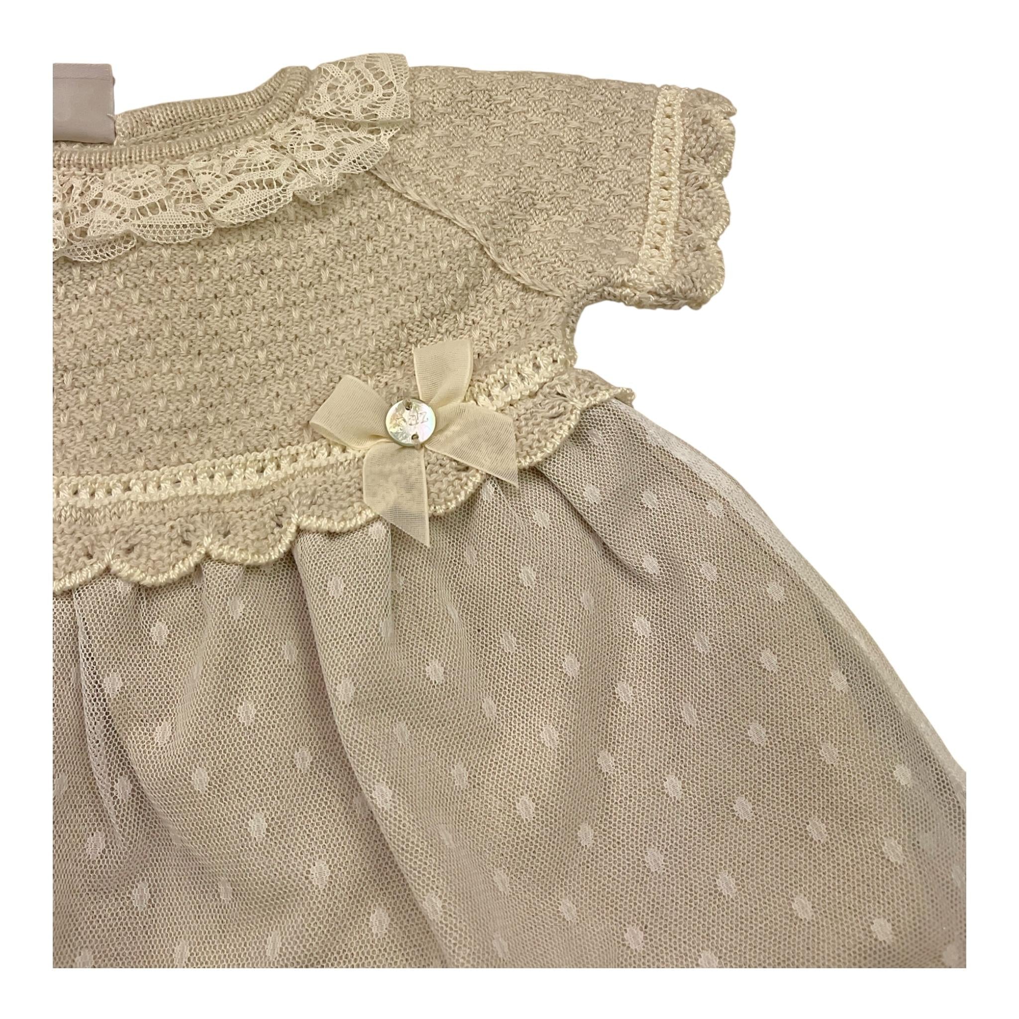 Paz Rodriguez Set Abito Tinta Unita Mezza Manica per Neonata 004122622 BEIGE PAZ RODRIGUEZ 