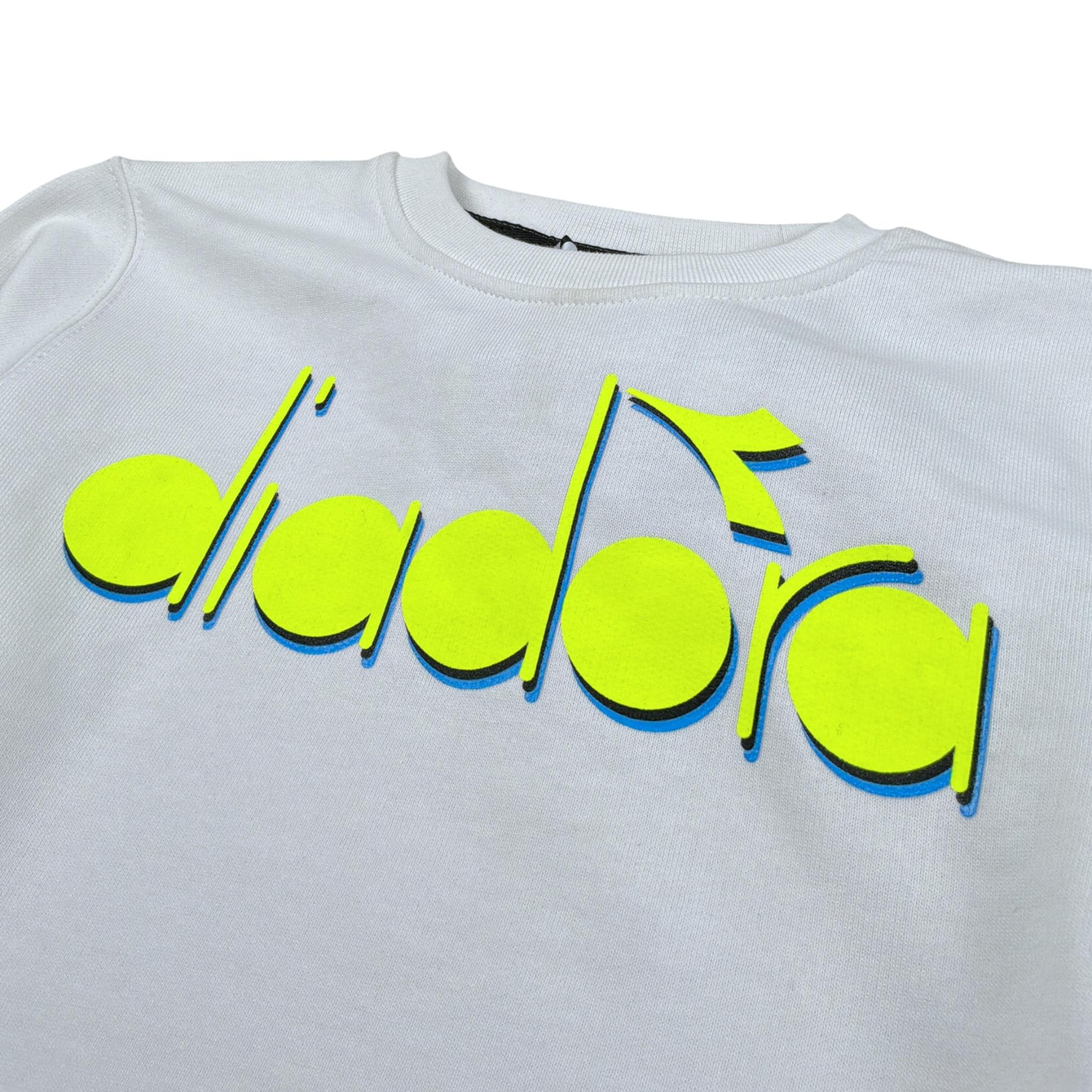 Diadora Felpa Girocollo tinta unita con Stampa Bianco per Bambino 022313 BIANCO DIADORA 