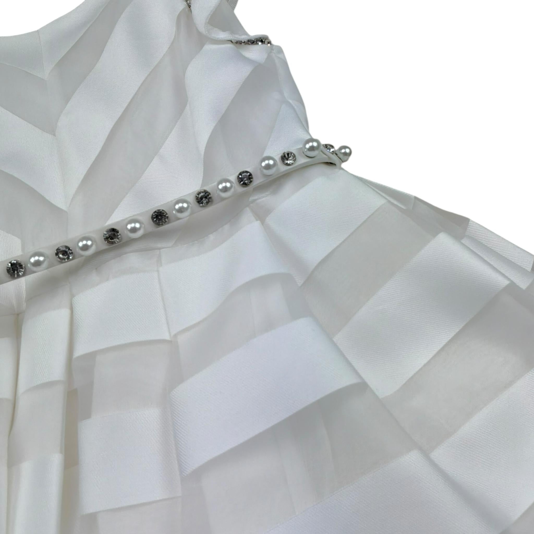 Dixie Abito Tinta Unita con Brillantini E Trasparenze per Bambina 713912 BIANCO DIXIE 