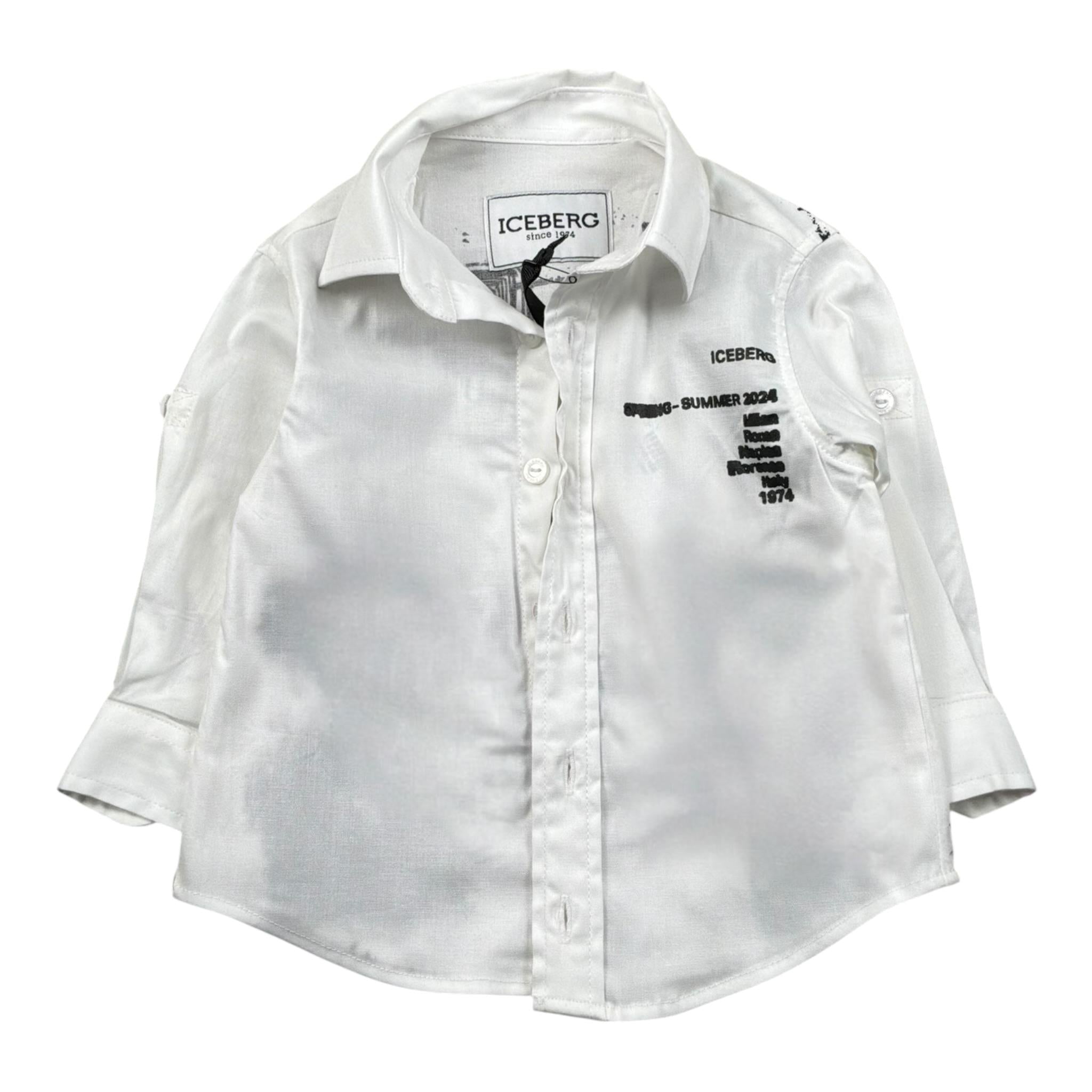 Iceberg Camicia Tinta Unita con Stampa per Bambino CMICE5113BJ BIANCO ICEBERG 