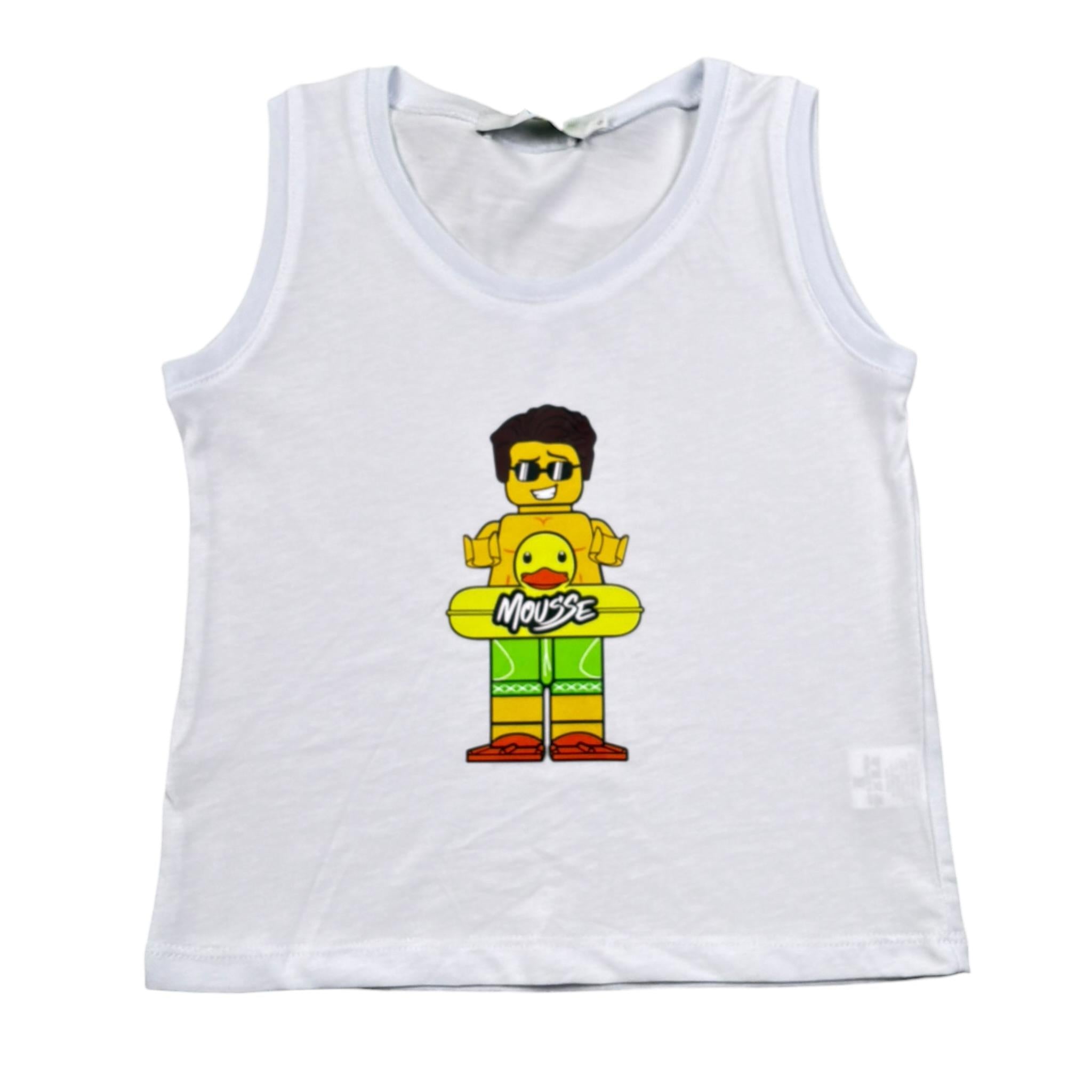 Mousse Canotta Tinta Unita con Stampa per Bambino DINOBEACHH BIANCO MOUSSE 