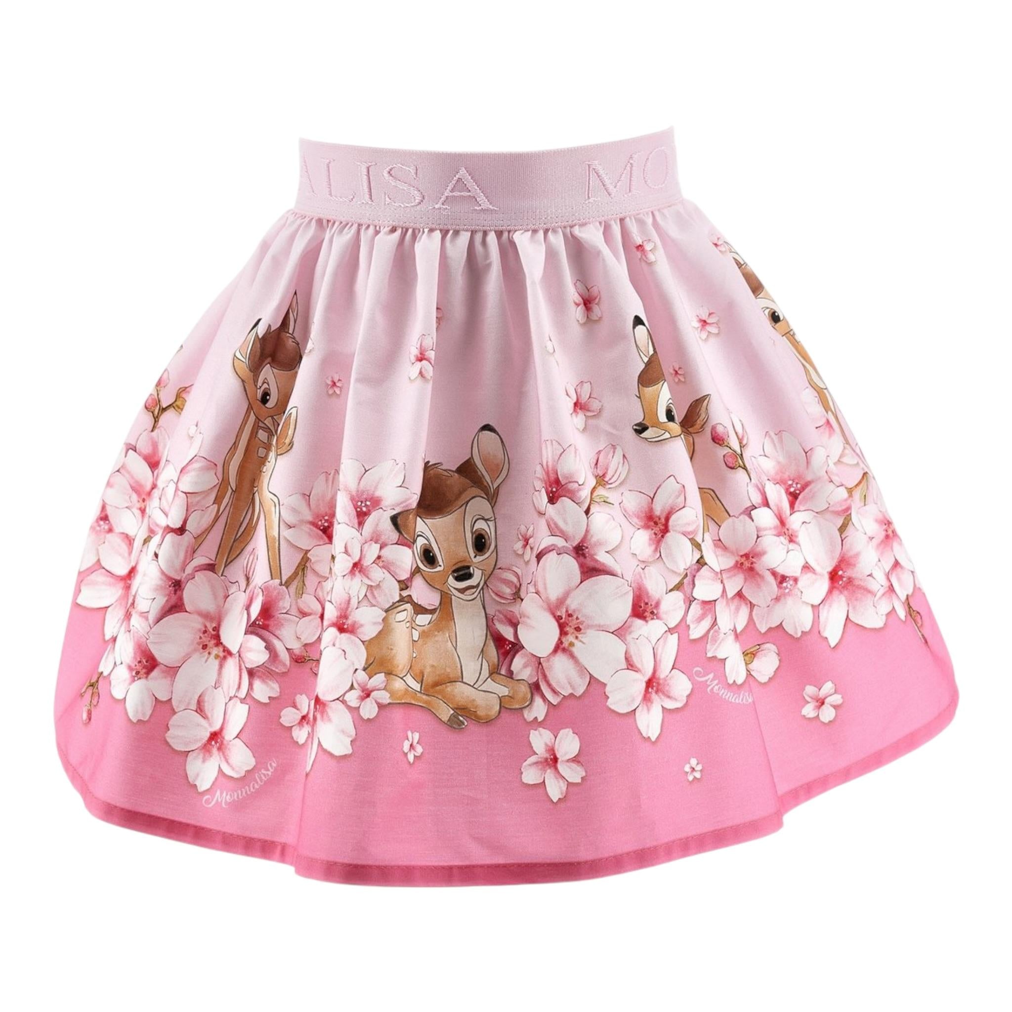 Monnalisa Gonna Tinta Unita con Stampa Disney per Bambina 11E702X ROSA MONNALISA 