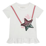 Guess T-Shirt Tinta Unita con Paillettes per Bambina K5RI19K6YW4 BIANCO GUESS 