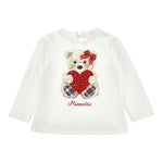 Monnalisa Shirt Tinta Unita con Stampa E Brillantini per Neonata 39D626 BIANCO MONNALISA 