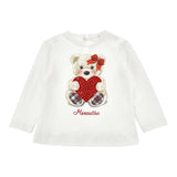 Monnalisa Shirt Tinta Unita con Stampa E Brillantini per Neonata 39D626 BIANCO MONNALISA 