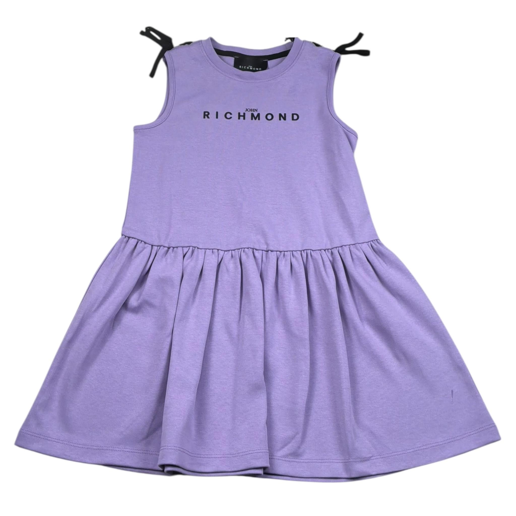 John Richmond Abito Tinta Unita Giromanica con Stampa per Bambina RGP26033VE LILLA JOHN RICHMOND 