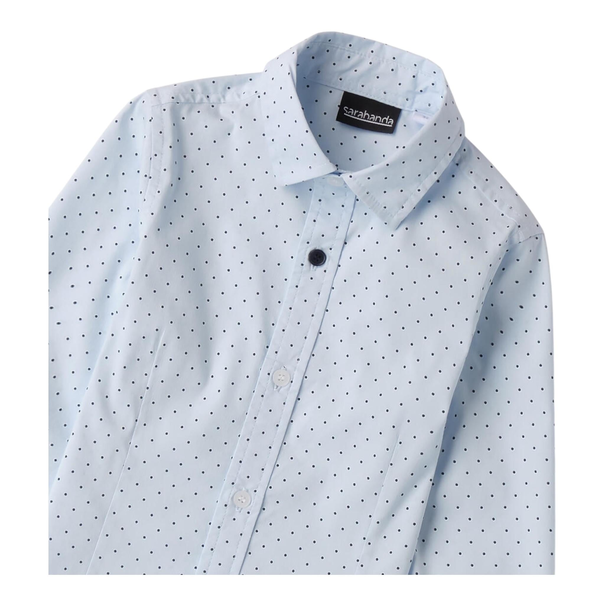 Sarabanda Camicia Manica Lunga Tinta Unita Fantasia Pois per Bambino 0A124 AZZURRO SARABANDA 
