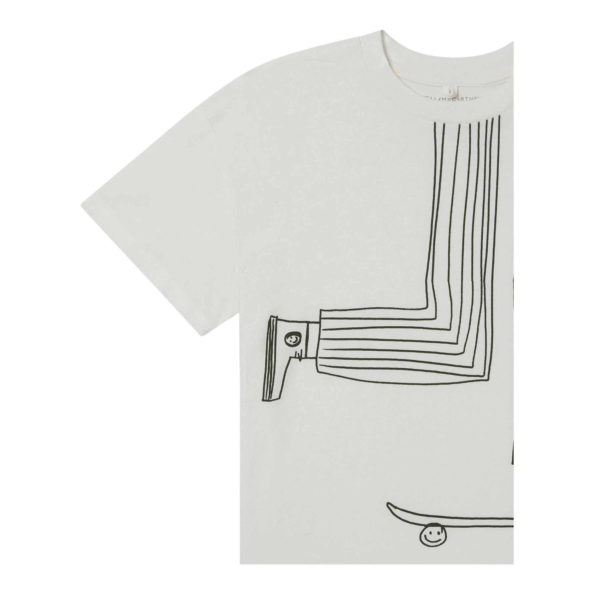Stella Mccartney T-Shirt Girocollo Tinta Unita con Stampa per Bambino TW8Q81 BIANCO STELLA McCARTNEY 