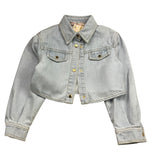 Elisabetta Franchi Giubbino In Denim Modello Crop con Bottoni per Bambina EFCA255 AZZURRO ELISABETTA FRANCHI 