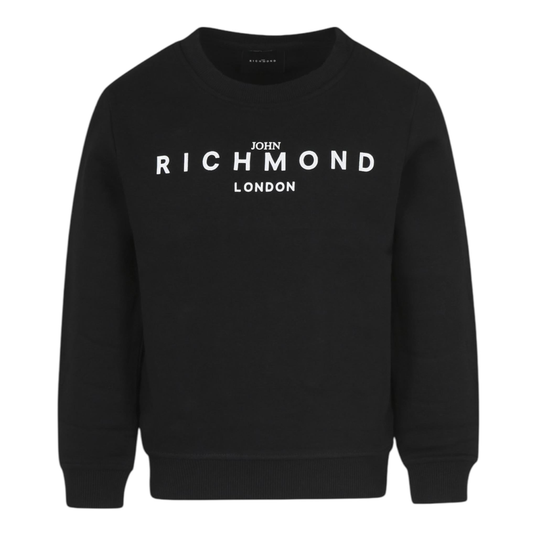 John Richmond Felpa Chiusa Girocollo Tinta Unita con Logo per Bambino RBP25005FE NERO JOHN RICHMOND 