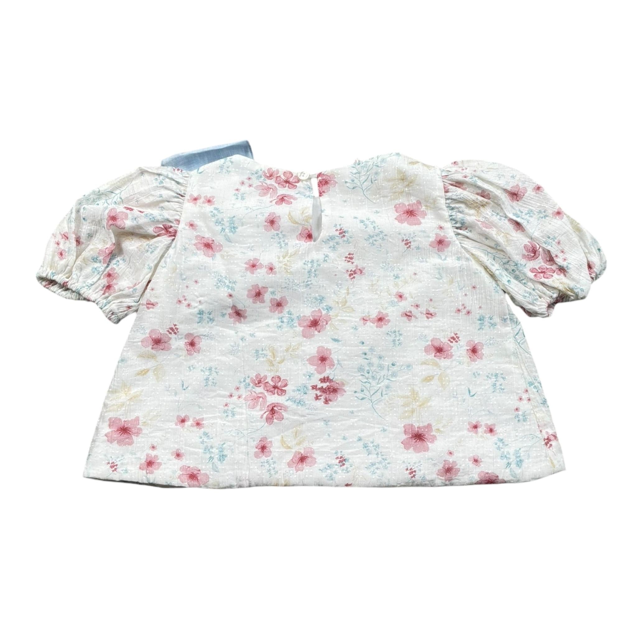 La Stupenderia Camicia Mezza Manica Tinta Unita Fantasia Floreale per Neonata TJTP94X BIANCO LA STUPENDERIA 