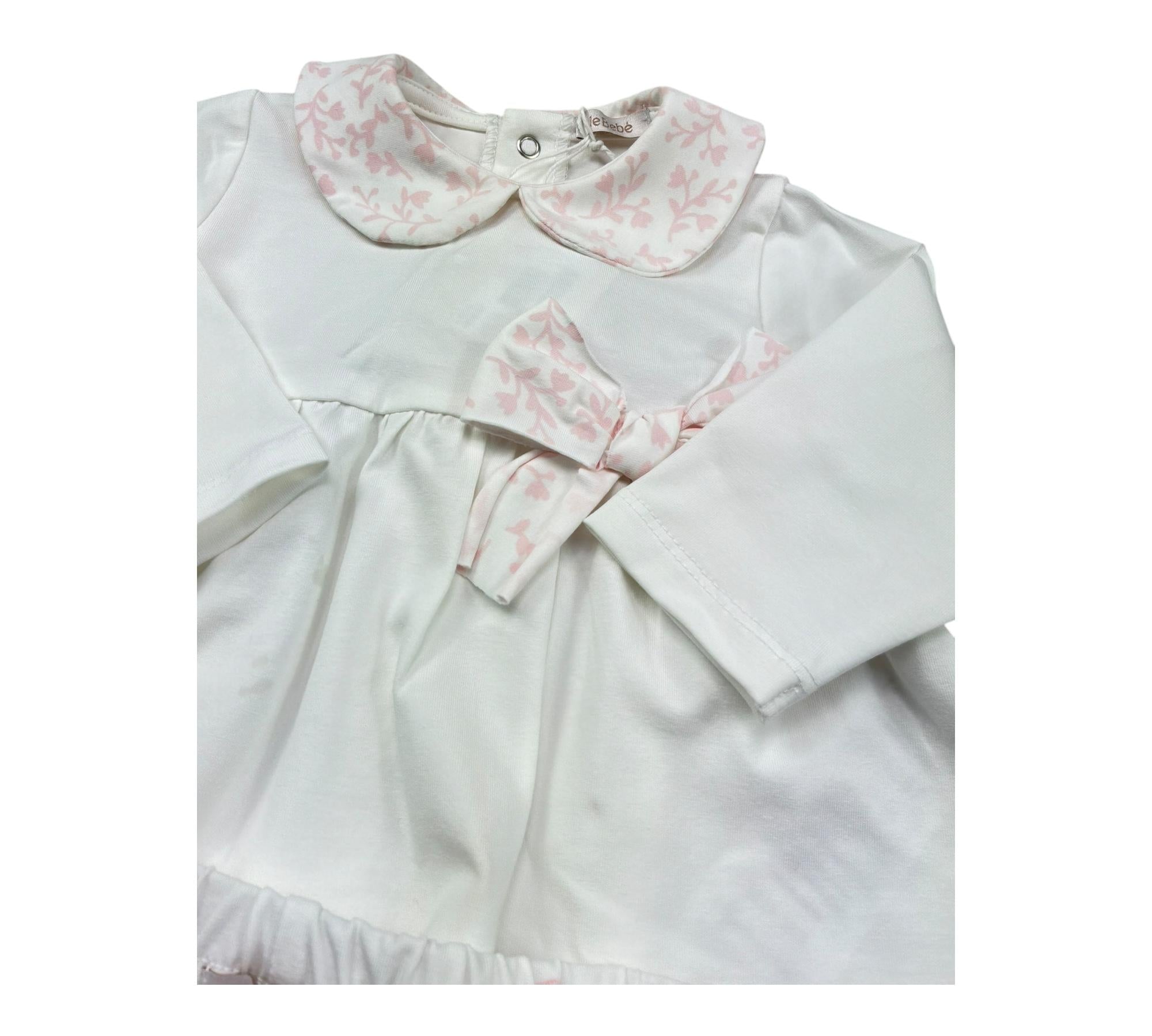 Le Bebe Completo 2 Pezzi Shirt-Ghettina Tinta Unita per Neonata LBG6287 BIANCO LE BEBE 