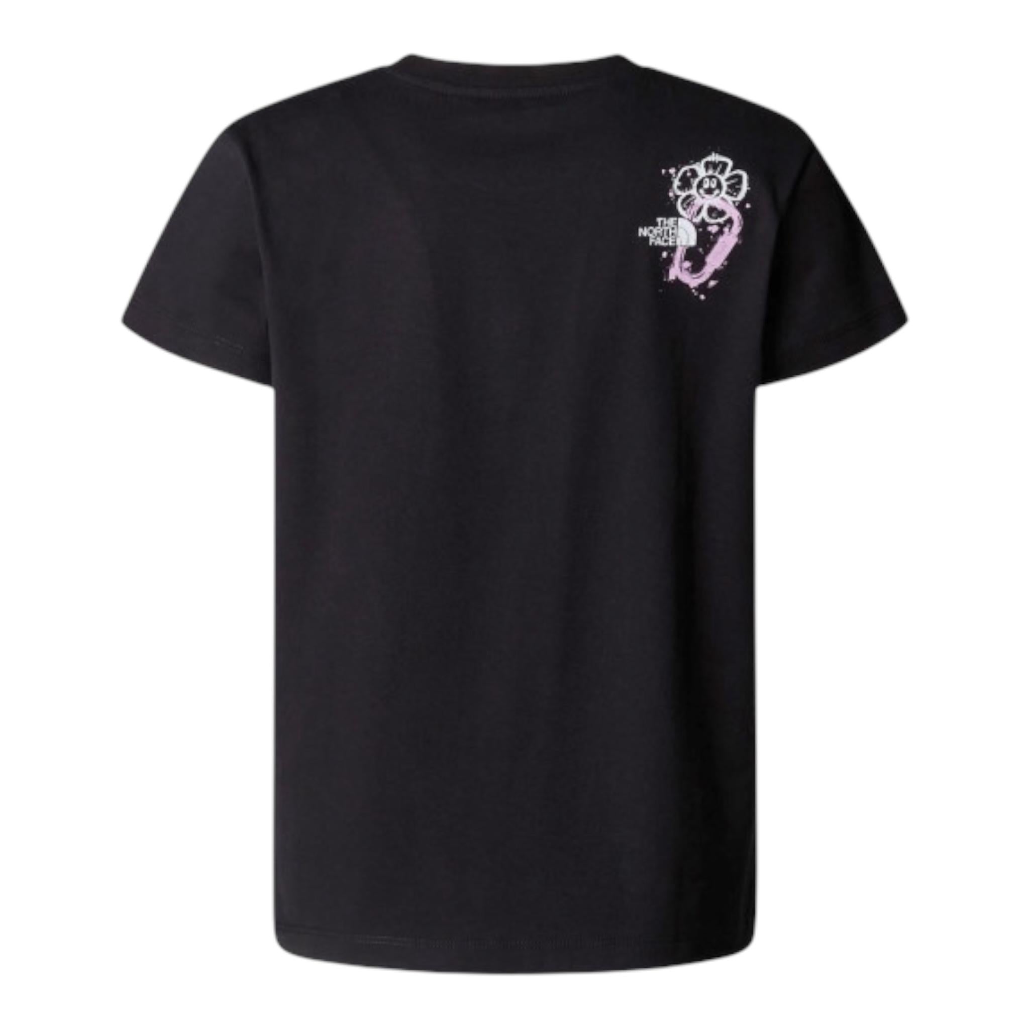 The North Face T-Shirt Girocollo Tinta Unita con Stampa per Bambina NF0A8AXFJK31XS NERO THE NORTH FACE 