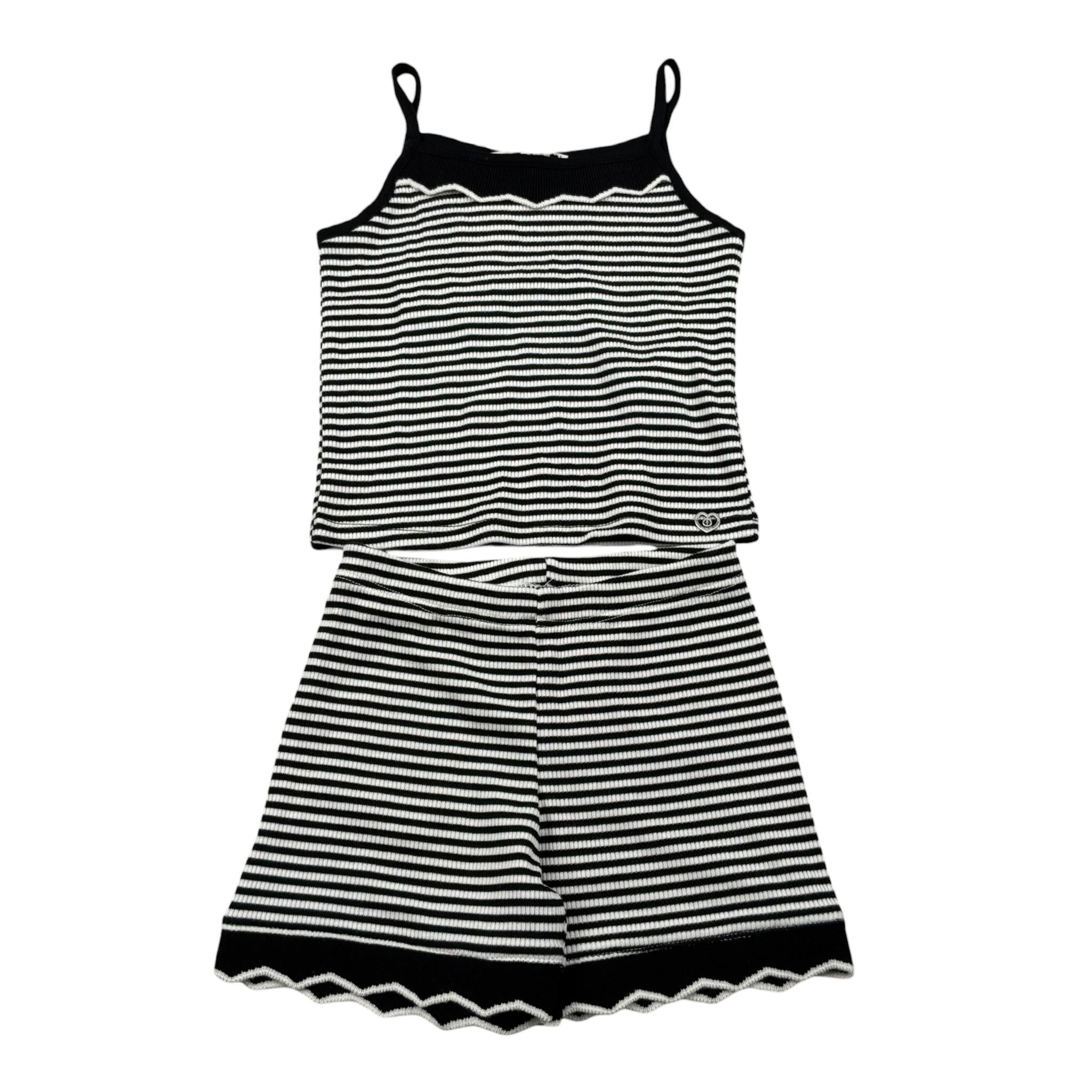 Please Completo 2 Pezzi Canotta-Short Fantasia A Righe per Bambina KB06071G71 BIANCO/NERO PLEASE 