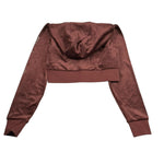 Juicy Couture Felpa Tinta Unita con Zip E Cappuccio In Velluto per Bambina JBX6600 MARRONE JUICY COUTURE 