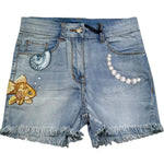 Monnalisa Short In Denim Tinta Unita con Ricami per Bambina 191403R2 AZZURRO MONNALISA 