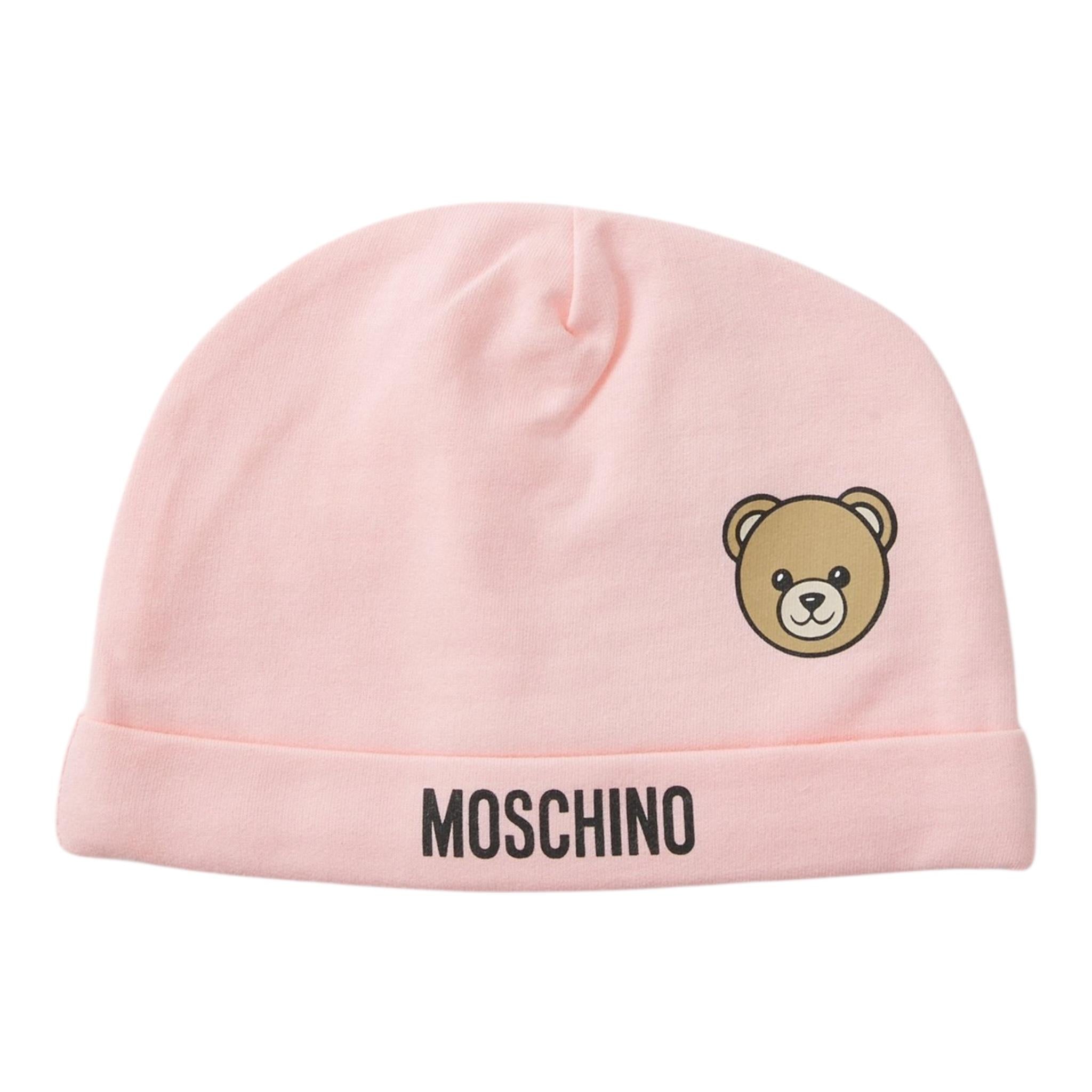 Moschino Cappello Tinta Unita con Stampa per Neonata MUX05AX ROSA MOSCHINO 