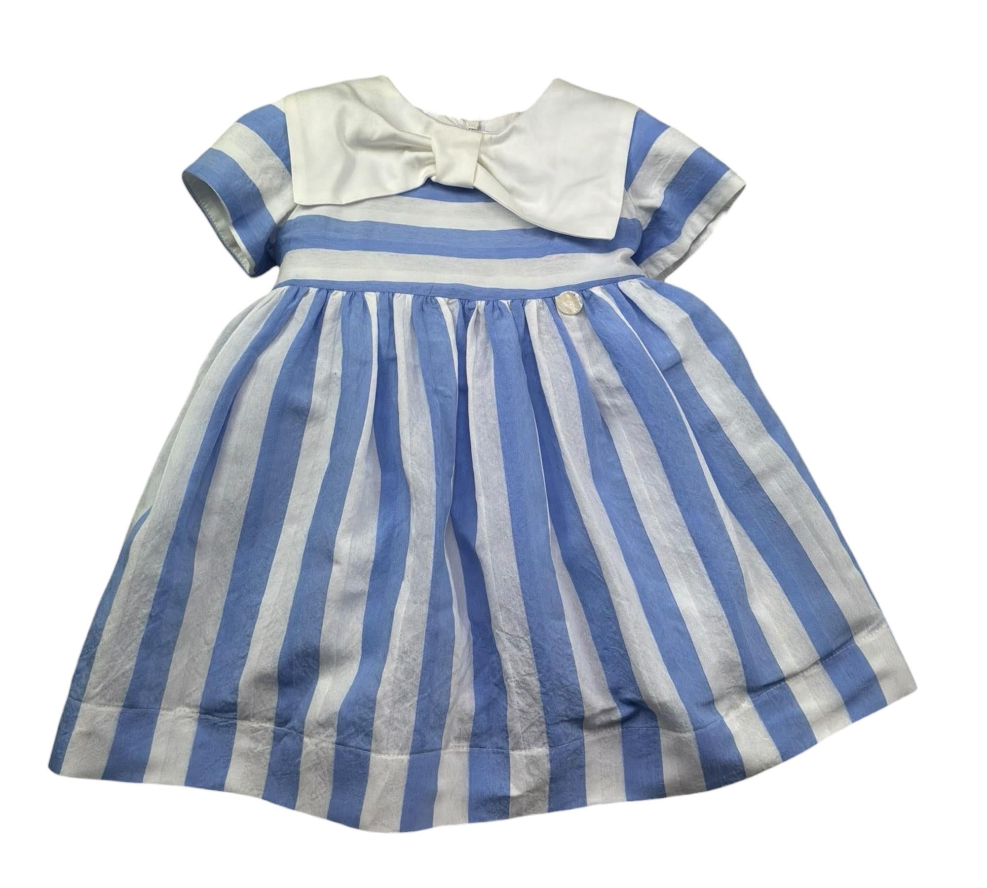 Le Bebe Abito Mezza Manica Fantasia A Righe per Neonata LBG6363 BIANCO/AZZURRO LE BEBE 