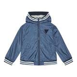 Guess Giubbino Tinta Unita con Zip E Cappuccio per Neonato N5RL11WCFM0 BLU GUESS 