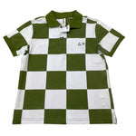 Sun68 Polo Mezza Manica Bicolore con Fantasia per Bambino CPA35329 BIANCO/VERDE SUN68 