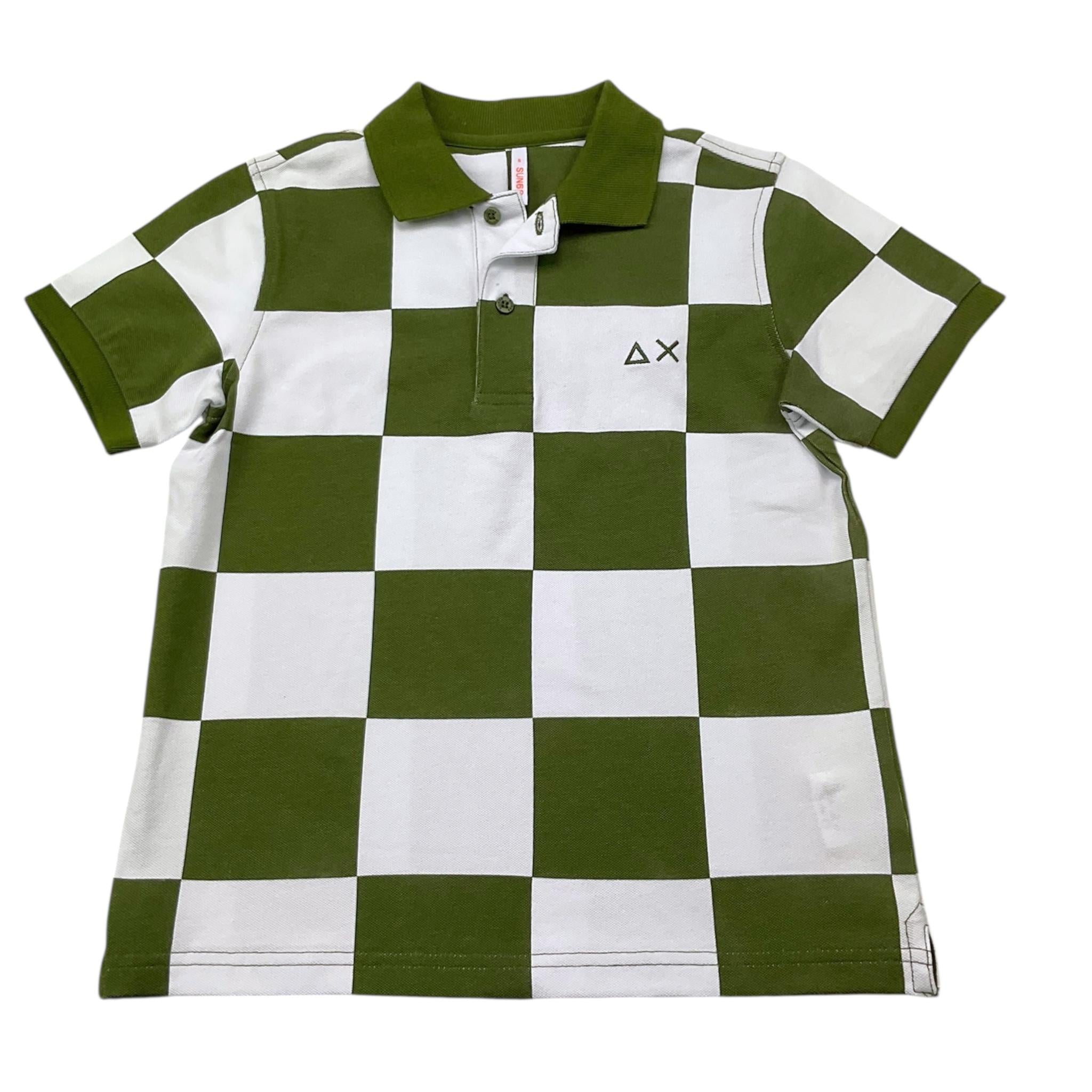 Sun68 Polo Mezza Manica Bicolore con Fantasia per Bambino CPA35329 BIANCO/VERDE SUN68 