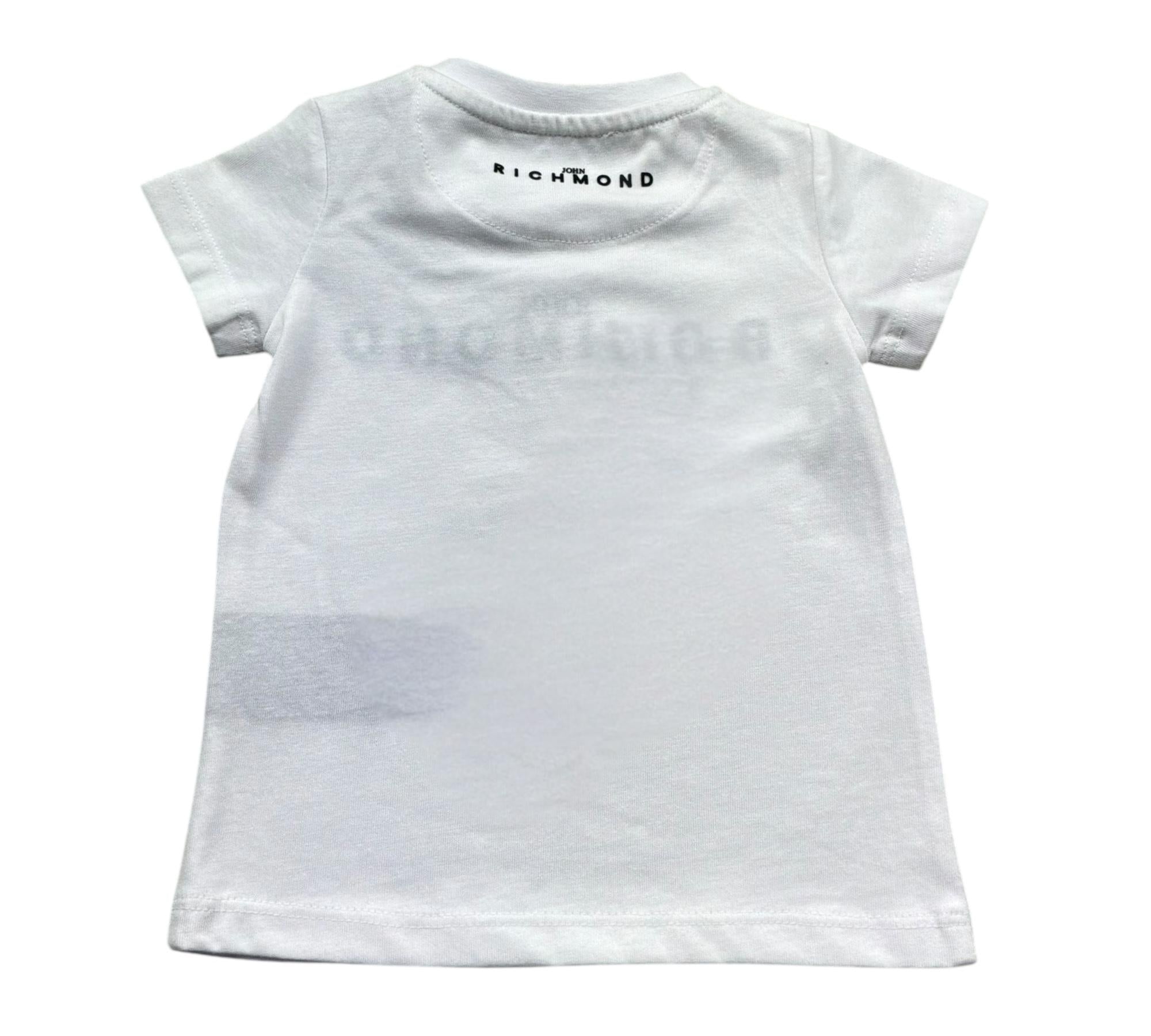 John Richmond T-Shirt Girocollo Tinta Unita con Stampa Logo per Neonato RIP26035TS BIANCO JOHN RICHMOND 