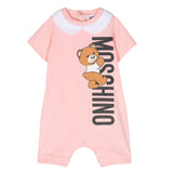 Moschino Pagliaccetto Mezza Manica Tinta Unita per Neonata MUY06L ROSA MOSCHINO 
