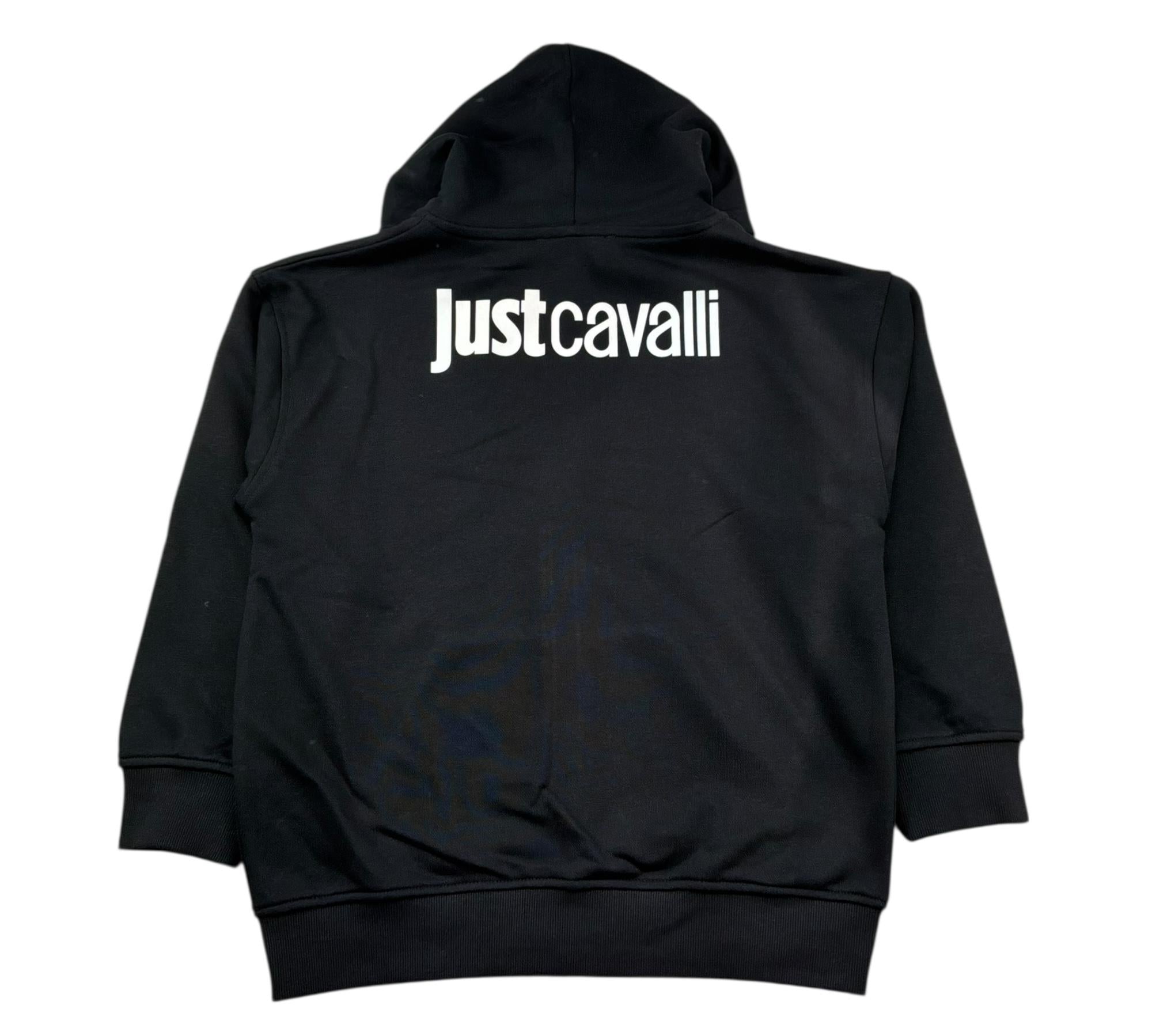 Just Cavalli Felpa con Zip E Cappuccio Tinta Unita con Logo per Bambino JBP26008FE NERO JUST CAVALLI 