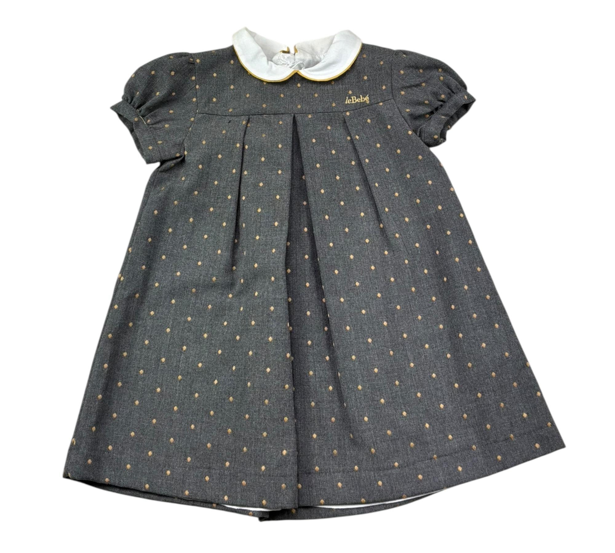 Le Bebe Abito Mezza Manica Tinta Unita con Colletto per Neonata LBG0424 GRIGIO LE BEBE 