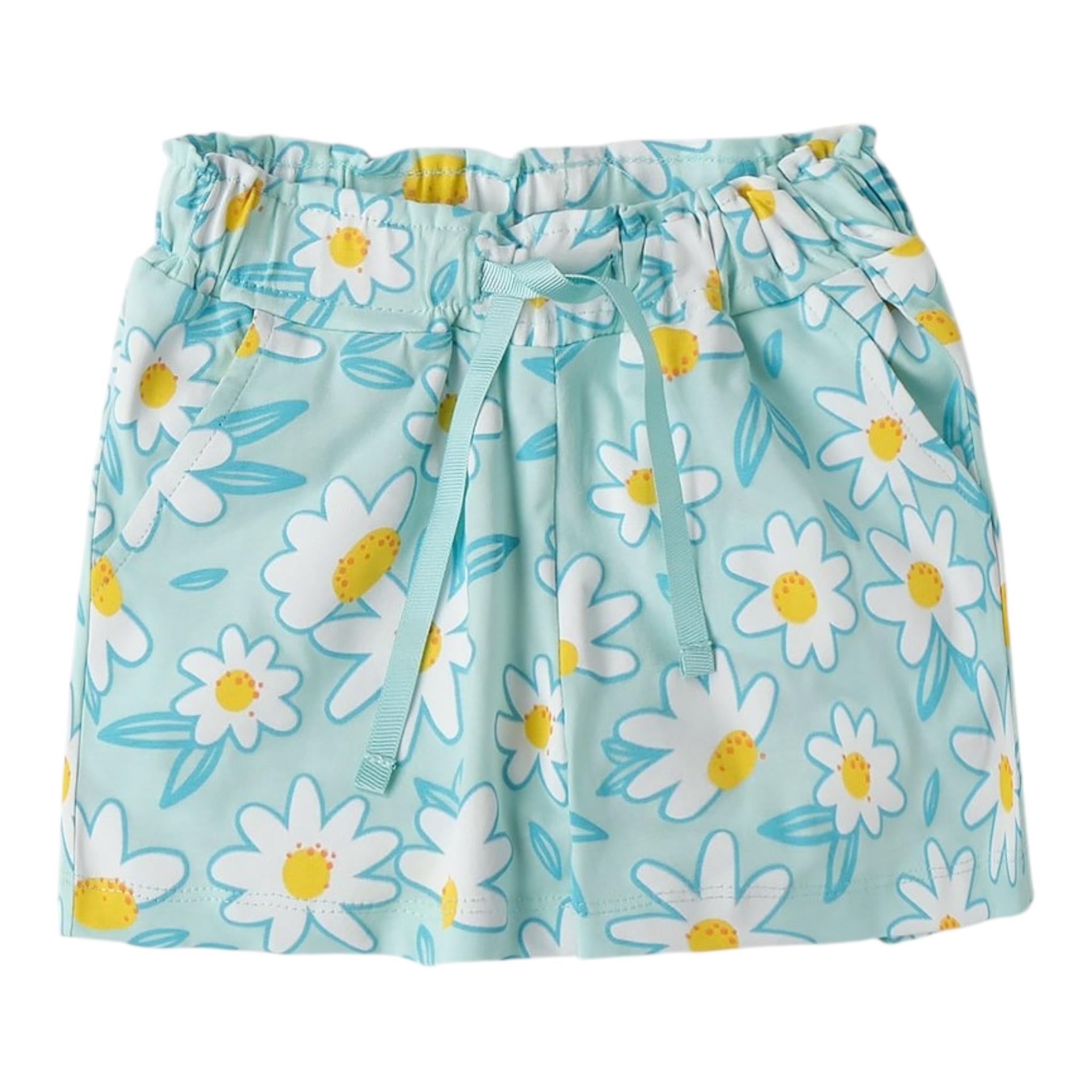 I Do Short Tinta Unita con Stampa Margherite per Neonata 4B546 AZZURRO I DO 