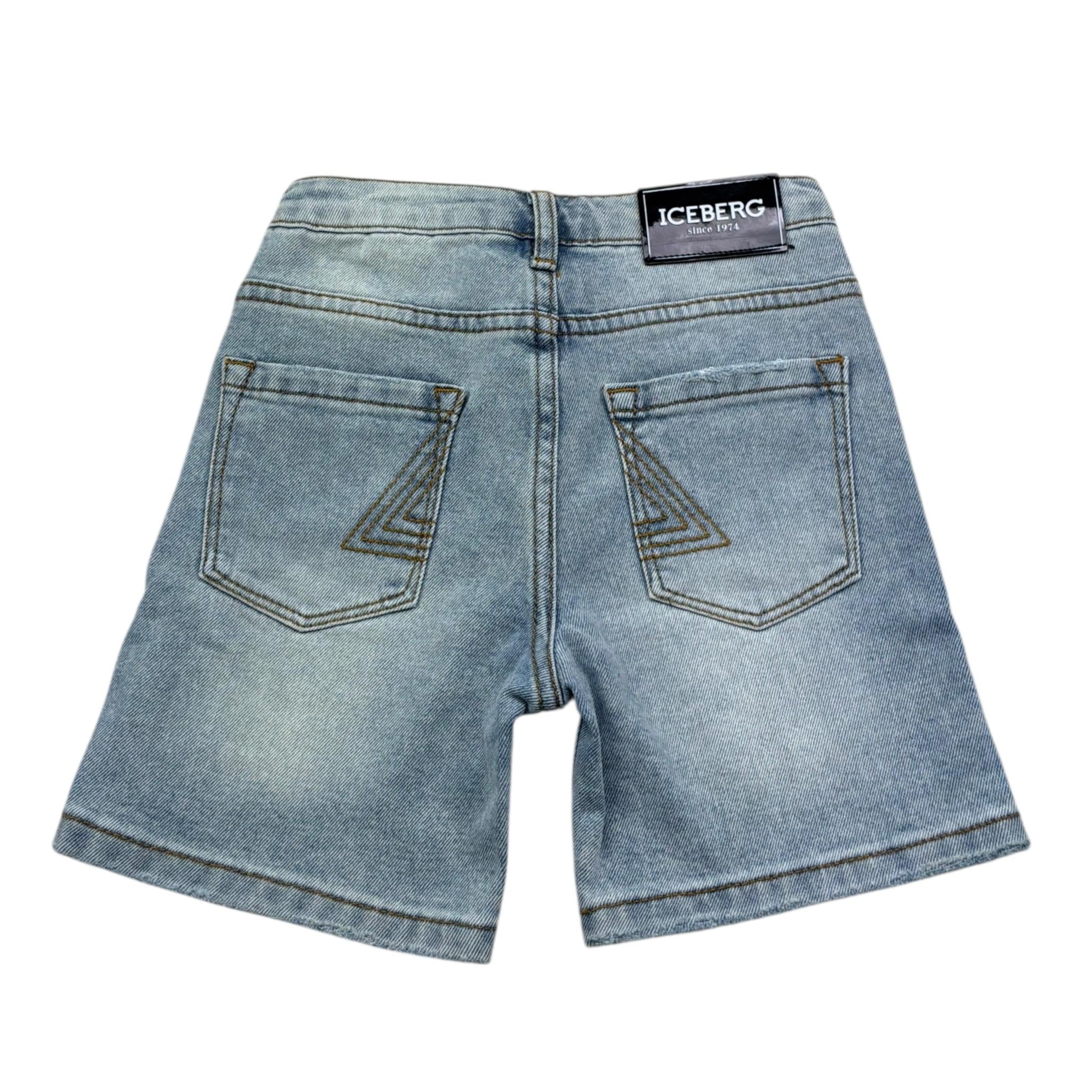 Iceberg Bermuda In Denim Tinta Unita con Girovita Regolabile per Bambino BMICE5100BX AZZURRO ICEBERG 