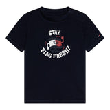 Tommy Hilfiger T-Shirt Girocollo Tinta Unita con Logo per Neonato KN0KN02024 BLU TOMMY HILFIGER 