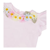 Monnalisa T-Shirt Girocollo Tinta Unita con Applicazioni per Neonata 31E613 ROSA MONNALISA 