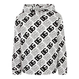 DOLCE & GABBANA felpa bicolore con zip e cappuccio logata Bianco/nero per Bambino L4JWCK BIANCO/NERO DOLCE & GABBANA 