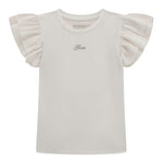 Guess T-Shirt Tinta Unita con Tulle per Bambina K5RI22K6YW4XJ BIANCO GUESS 
