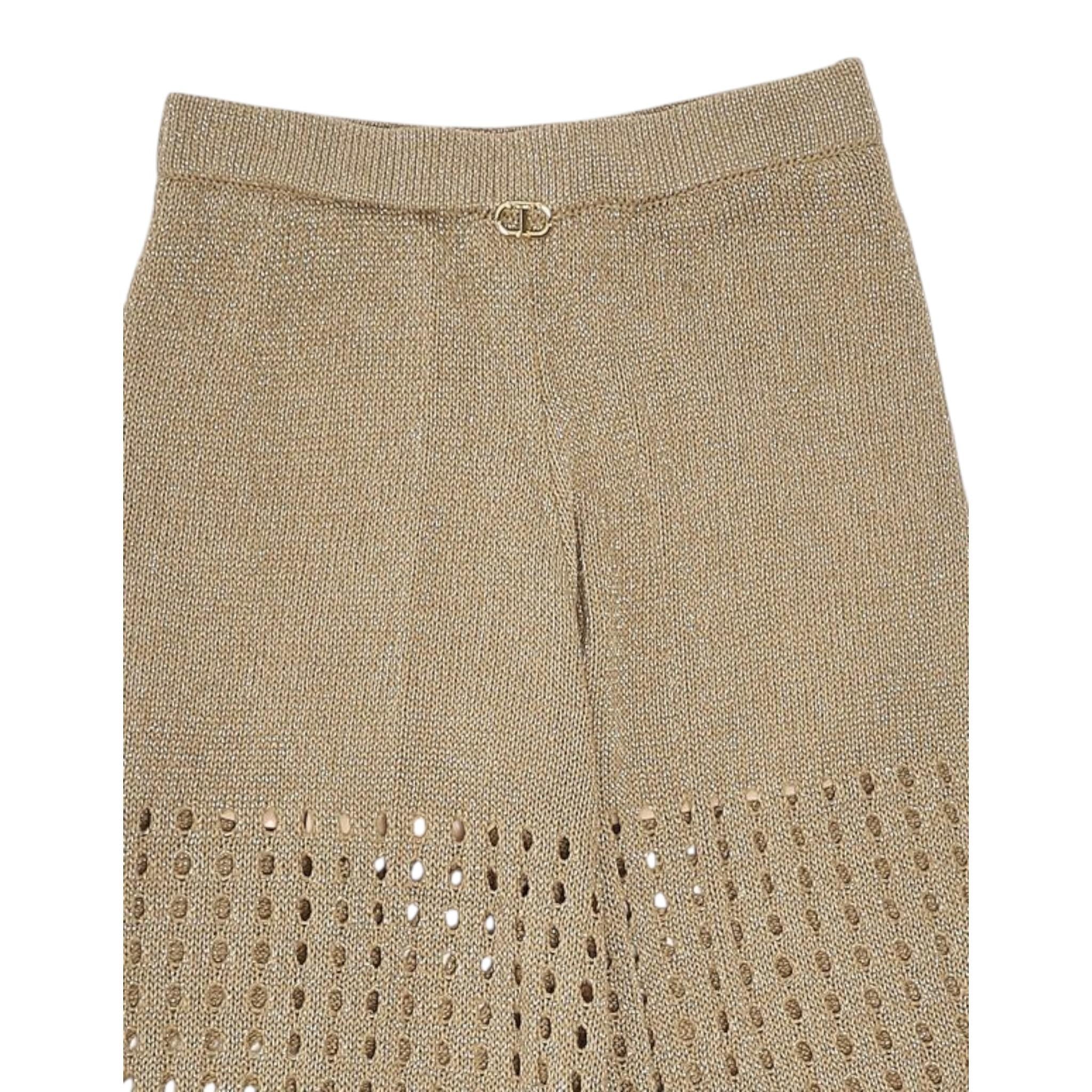 Twinset Pantalone Tinta Unita Traforato per Bambina 251GJ3432 ORO TWINSET 