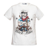 Monnalisa T-Shirt Girocollo Tinta Unita con Stampa per Bambino 257608SS BIANCO MONNALISA 
